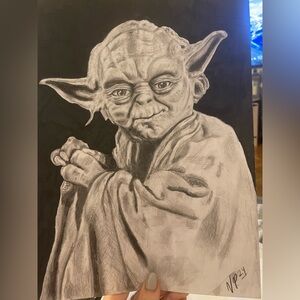 Hand-Drawn Yoda Pencil Art – Star Wars Fan Gift